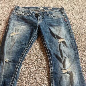 Silver Jeans Blue Boot Cut Distressed Denim